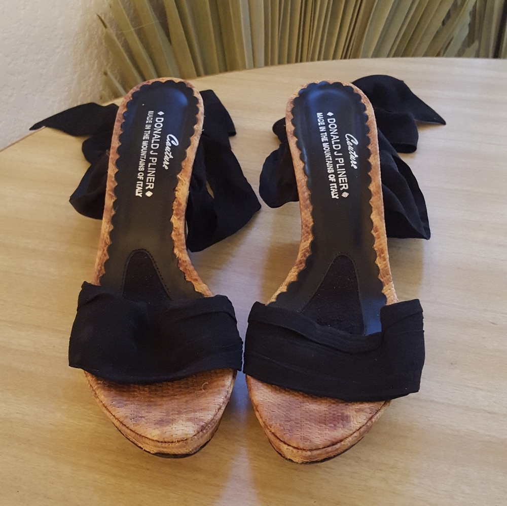 Vtg Donald J Pliner Couture Tie Up Wedge Heels - Picture 2 of 7